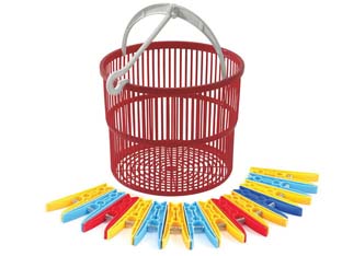 8pz cestino "magico" portamollette rosso con 15 mollette ts special - ? cm.19x15,5h. cod:ferx.fer330718