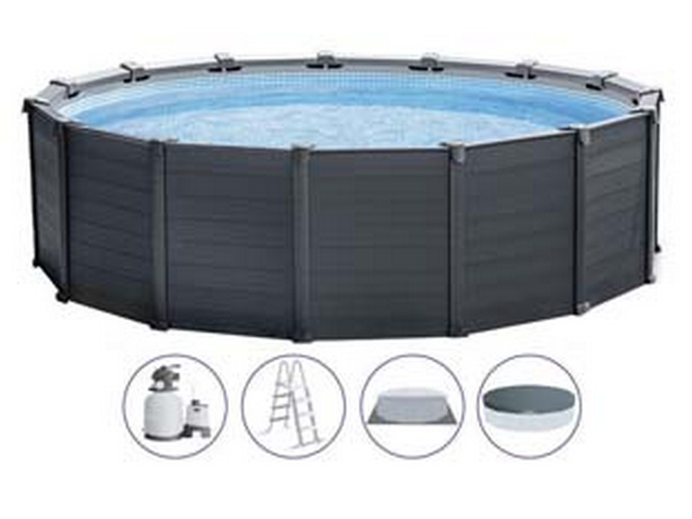 1pz piscina graphite grey rotonda tel. portante pompa cm.478x124h cod:ferx.fer336833
