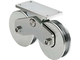 ruote combinate gola semitonda con piastra superiore art. 339-160 - mm.157, interasse mm.190 cod:ferx.fer353151