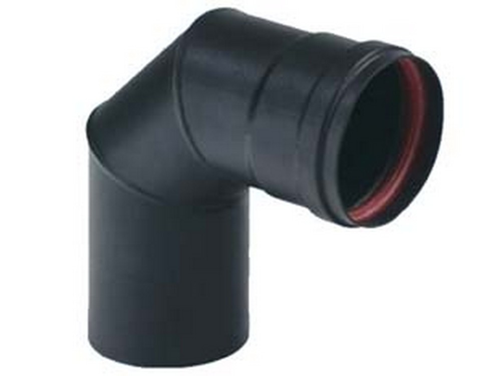 Image of gomito a 90? per stufe a pellet nero opaco &quot;ala pellet aeternum&quot; - ? mm.100 cod:ferx.fer362290