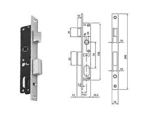 serratura da infilare per montanti cilindro ovale caten. e scrocco n92000 - mm.14,5 (n9200015080) cod:ferx.fer381185