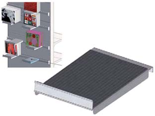 pianetto in lamiera con tappetino in gomma verniciato grigio ral 7035 - mm.200 l.x300 p. cod:ferx.fer383387