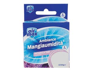 6pz airmax assorbiumidita' mini tab ricarica lavanda - 2 ricariche 100 gr. ciascuna cod:ferx.fer386203