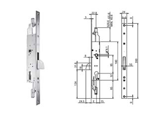 serratura triplice infilare per montanti e persiane senza scrocco n98800 - mm.30 (n9880030000) cod:ferx.fer393515