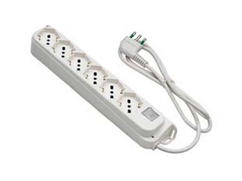 Image of 2pz multipresa 6 posti bipasso + schuko con interruttore &quot;linea retail&quot; - bianca 47430 cod:ferx.fer393836