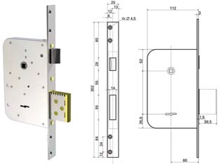 serratura infilare con scrocco d.mappa reversibile 5000 - chiave mm.72 (5000-01) cod:ferx.fer412797