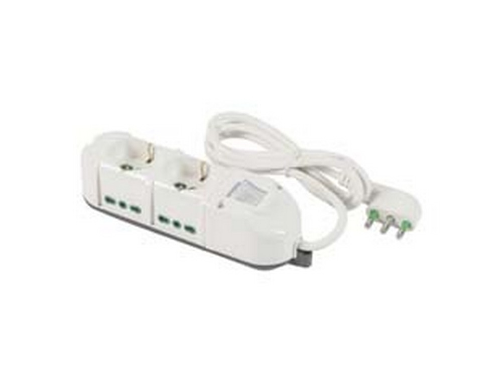 Image of 2pz multipresa 2 bip. + sch. + 4 bip. later. con interno &quot;linea retail triax&quot; - bianca 49112 cod:ferx.fer413794