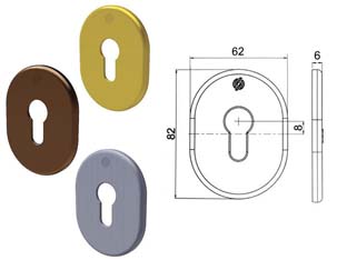 5pz mostrina interna/esterna cilindro europeo serie t - mm.62x82x6 ottone cromo satinato (4302kcs) cod:ferx.fer430609