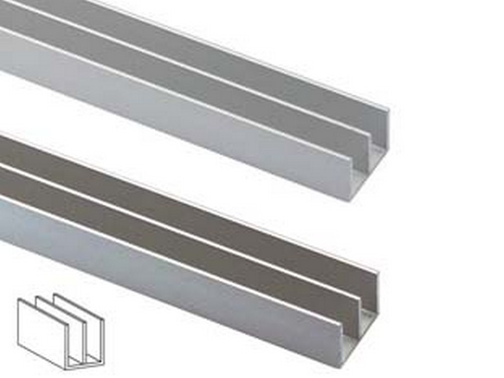 10pz profilo a doppia u in alluminio - mm.20x11 mt.2 argento cod:ferx.fer212199