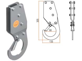 gancio per sollevamento di sicurezza - mm.135x305 cod:ferx.fer437707