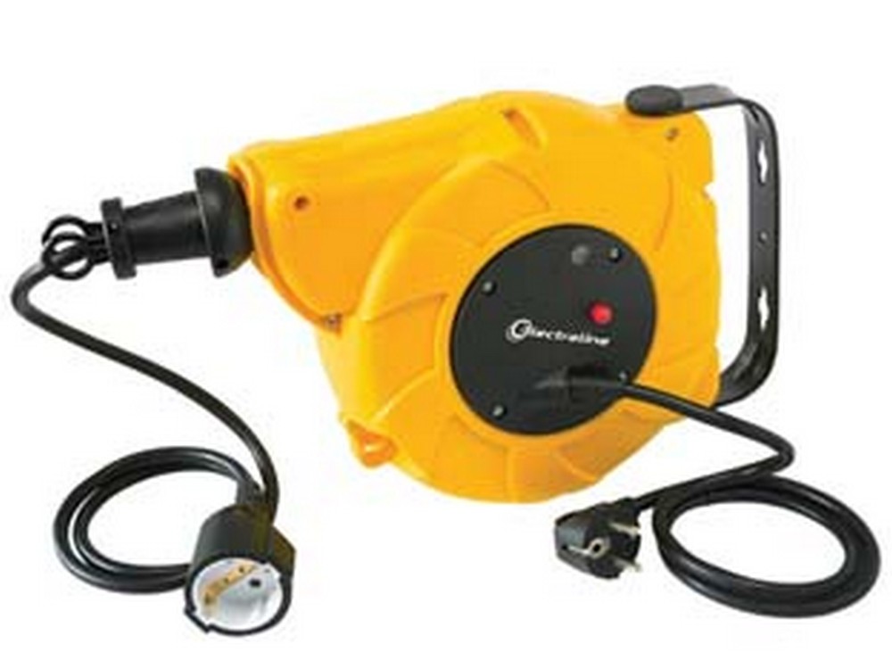 Image of avvolgicavo elettrico automatico fissaggio a parete - prolunga mt.8 + cavo mt.2 h05vv-f sezione 3g1,5 cod:ferx.fer449670