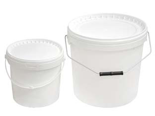 5pz secchio in plastica anonimo con coperchio bianco - lt.16 - manico in ferro zincato cod:ferx.fer452274