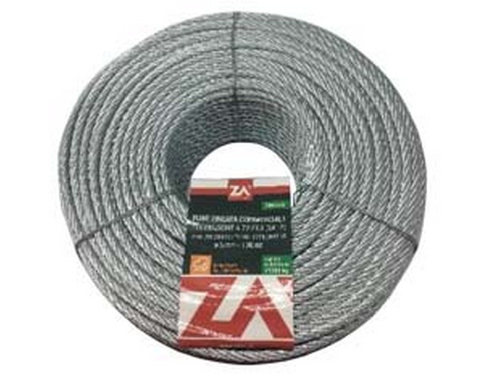 fune metallica antigiro in acciaio zincato - ? mm.6 in rotoli da mt.100, 133 fili cod:ferx.fer456050