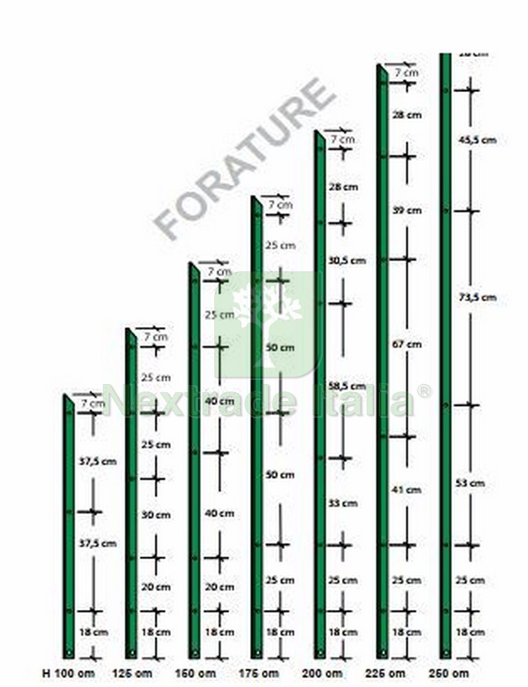 Paletto a T altezza 225 CM sezione mm 30x30x3 PLASTIFICATO Palo Verde da GIARDINO recinzione in ferro CARTOMATICA Confezione da 10PZ