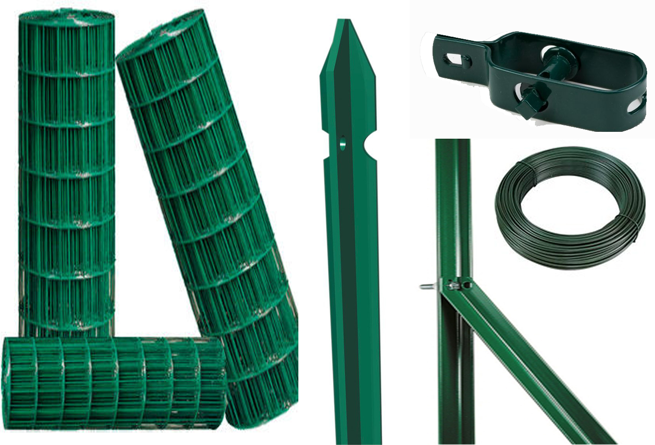 1kit recinzione completa da 25mt lineari con rete metallica plastificata altezza cm 100 h maglia mm 75x50 con paletti cod:ferx.comp.03