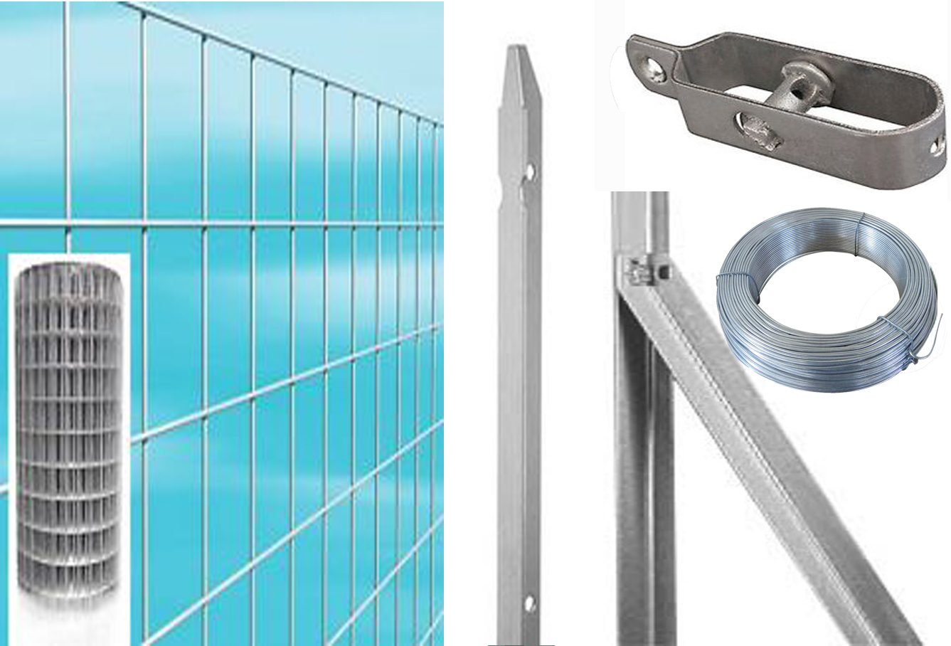 1kit recinzione completa da 25mt lineari con rete metallica zincata altezza cm 100 h maglia mm 75x50 con paletti cod:ferx.comp.11