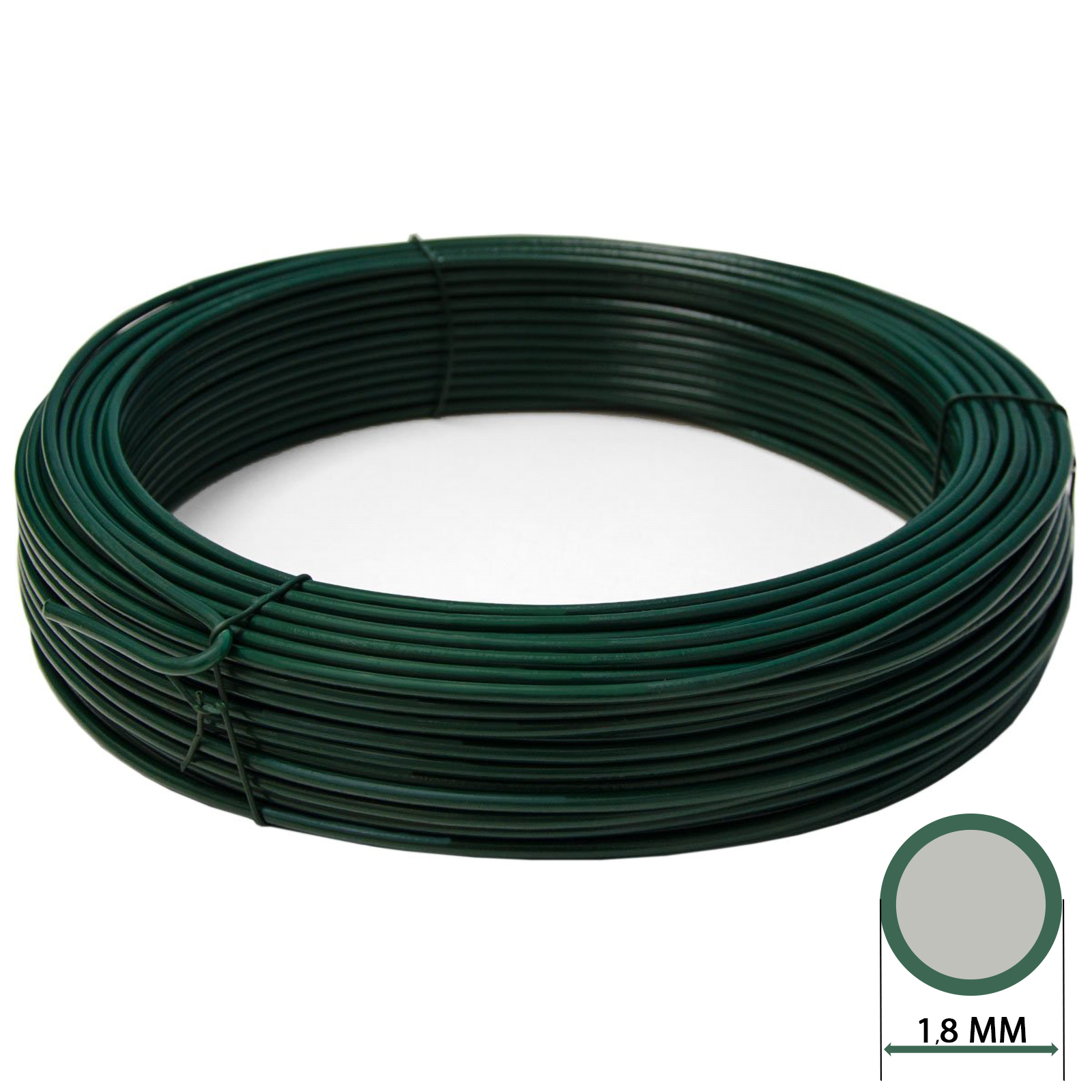Image of 2pz filo di tensione diametro ø 1,8 mm matassa da 100 mt plastificato verde per rete e recinzioni cod:ferx.mi.137.stock