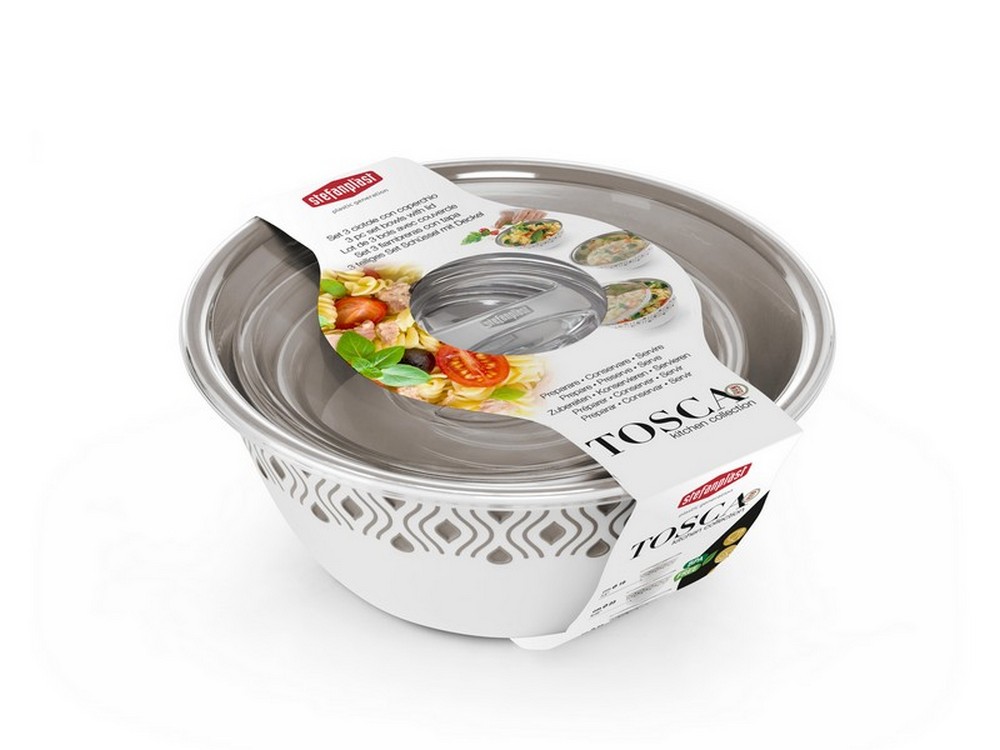 cf ciotola tosca set 3 pezzi bianco/tortora chiaro cod:ferx.vit47754