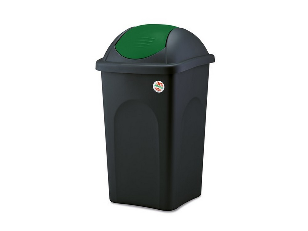 pattumiera basculante multipat lt. 60 - cm. 39x39x68 h col. nero/verde cod:ferx.vit48804