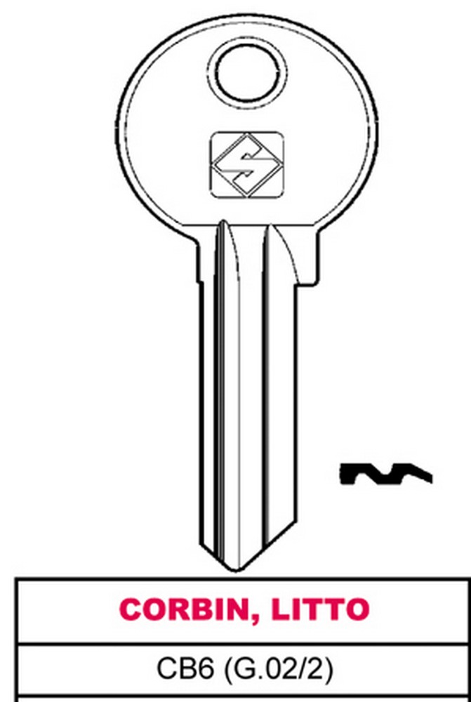 Image of 100pz chiave asc cb6 (g.vac 2) corbin, litto cod:ferx.vit10495