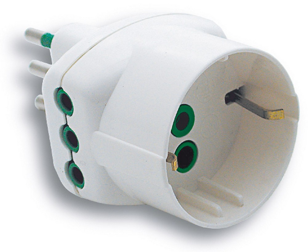 5pz adattatore triplo 2p+t spina 10a/2 prese 10a+schuko cod:ferx.vit22731