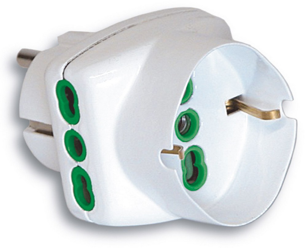 5pz adattatore triplo 2p+t spina schuko/2 prese 10/16a+schuko cod:ferx.vit22765