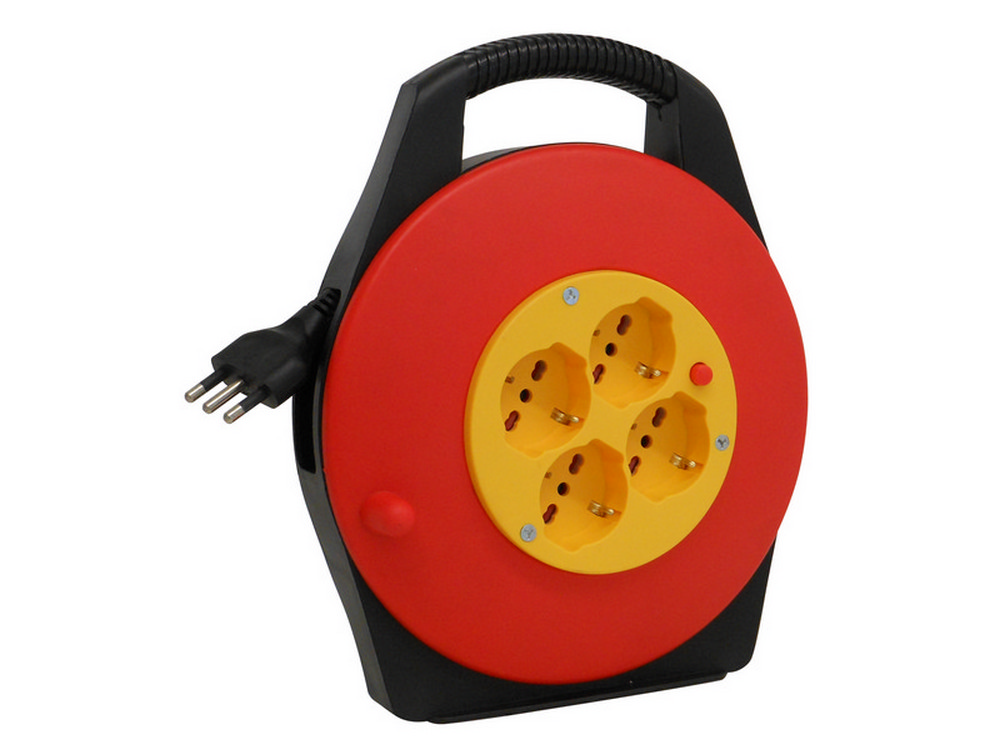 avvolgicavo elettrico cavo mt.10 spina 16a/4 prese 10/16a schuko cod:ferx.vit35804