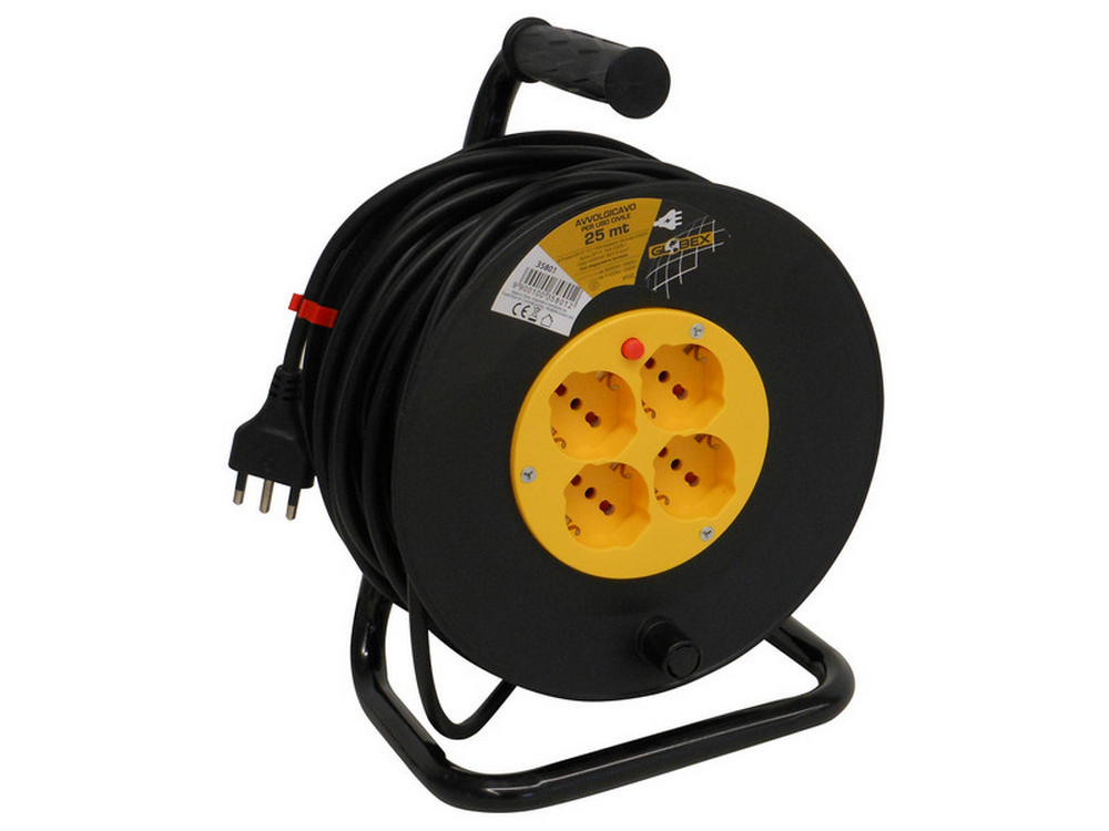 avvolgicavo elettrico cavo mt. 25 spina 16a/4 prese 10/16a schuko cod:ferx.vit35801