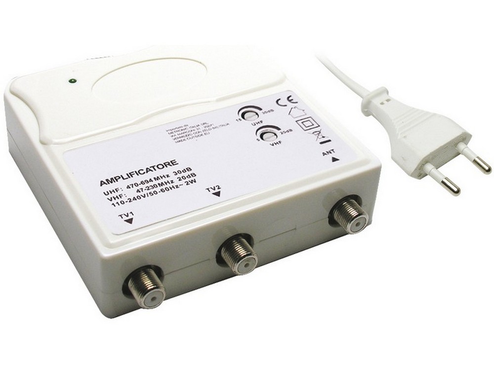 amplificatore per antenne tv da interno - 1 in/ 2 out cod:ferx.vit53741
