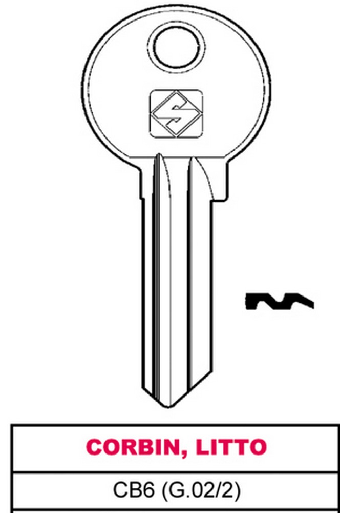 Image of 50pz chiave ottone cb6 (g.vac 2) corbin, litto cod:ferx.vit11621
