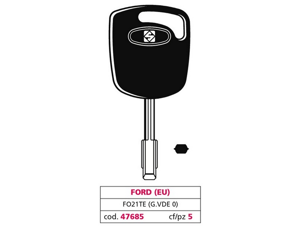 Image of 5pz chiave per auto fo21te (g. vde 0) ford (eu) cod:ferx.vit47685