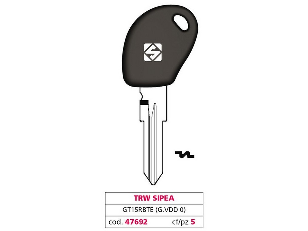 Image of 5pz chiave per auto gt15rbte (g. vdd 0) trw sipea cod:ferx.vit47692