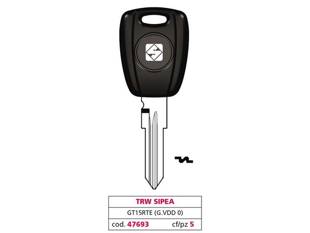 Image of 5pz chiave per auto gt15rte (g. vdd 0) trw sipea cod:ferx.vit47693