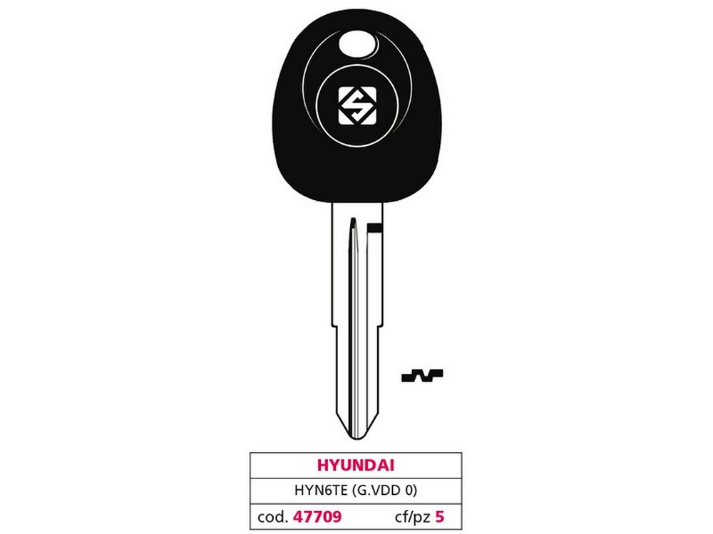 Image of 5pz chiave per auto hyn6te (g. vdd 0) hyundai cod:ferx.vit47709