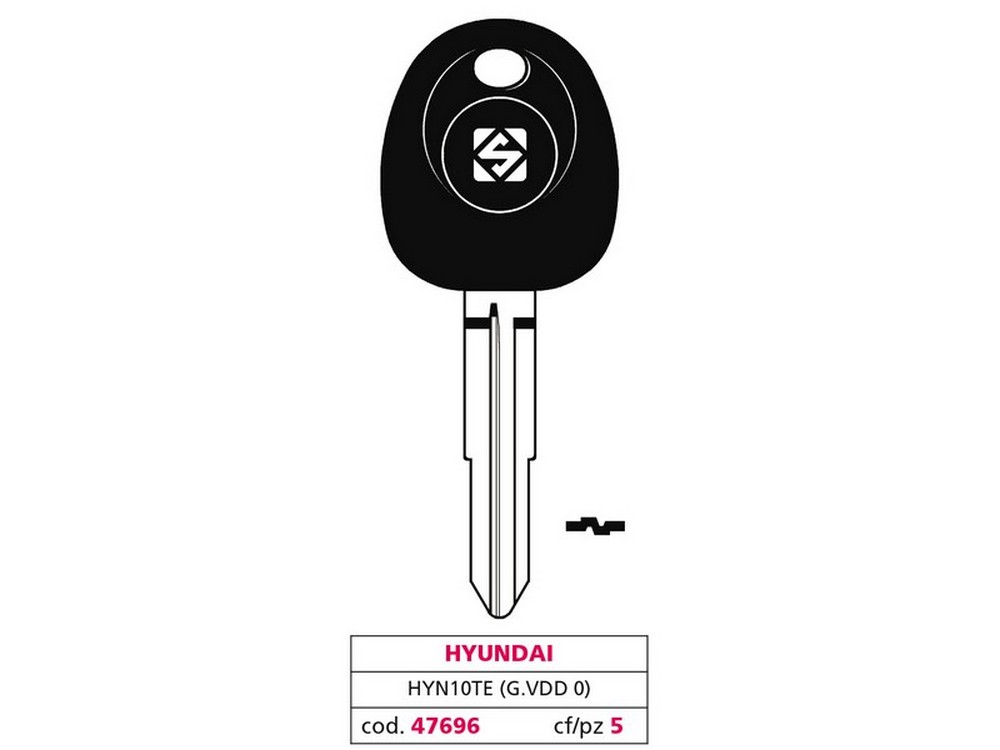 Image of 5pz chiave per auto hyn10te (g. vdd 0) hyundai cod:ferx.vit47696