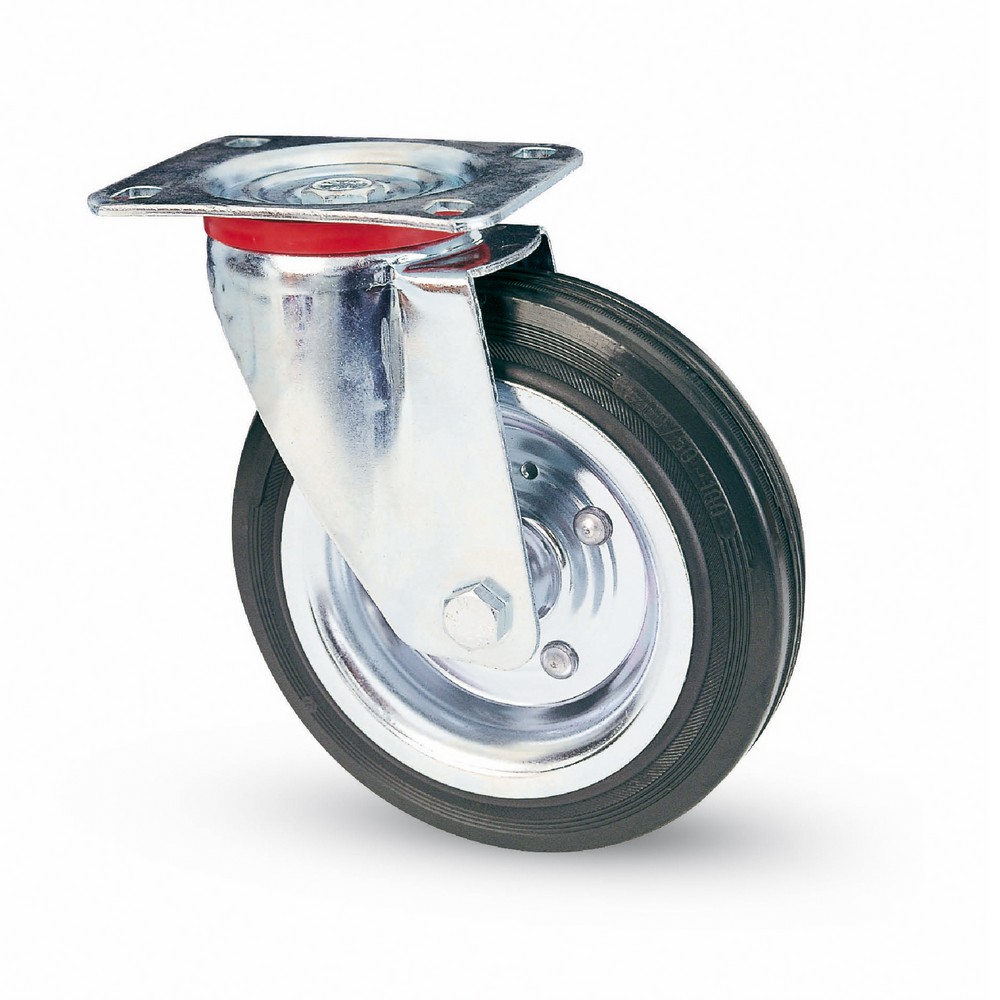 ruota girevole per carrelli art.80 mm.200-piastra mm.140x110 cod:ferx.vit3119