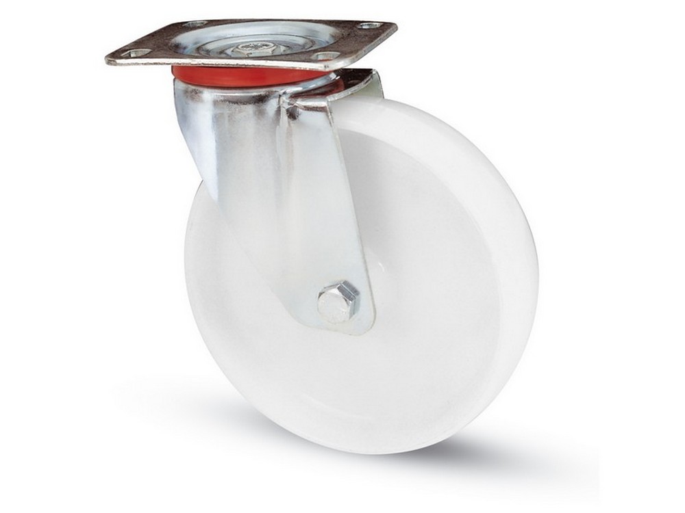 ruota girevole per carrelli nylon art.118bis mm.125-piastra mm.115x85 cod:ferx.vit15035