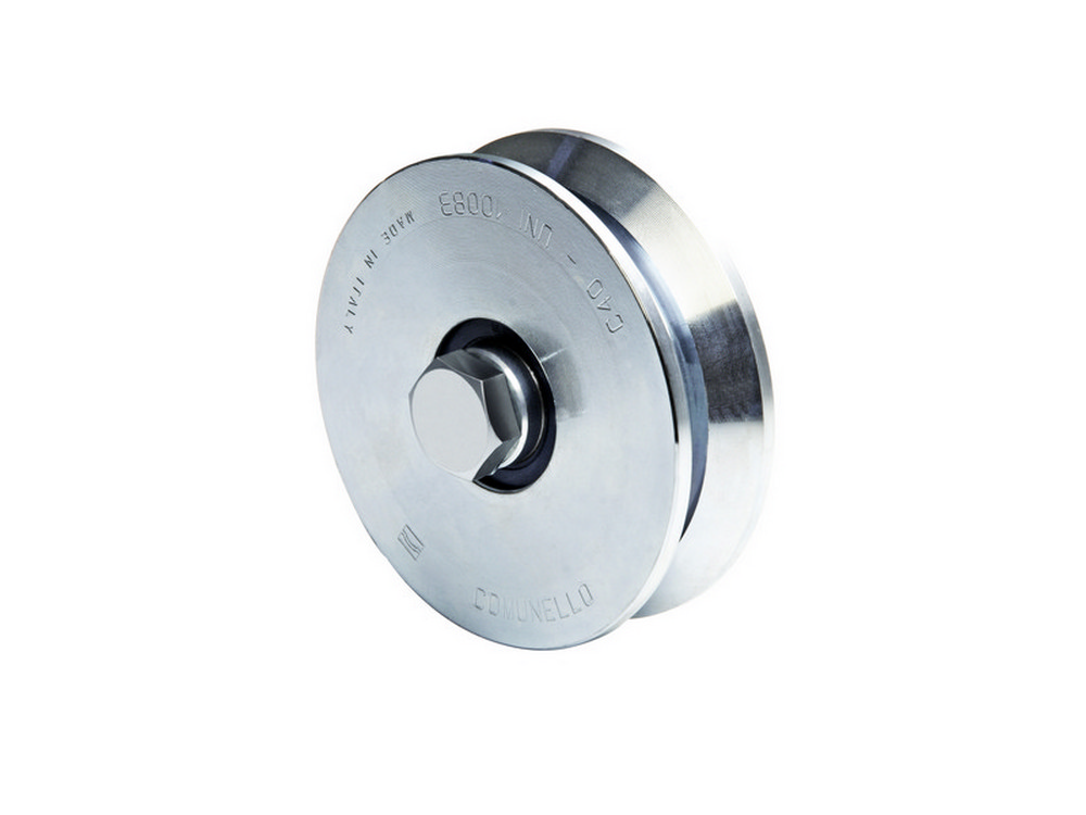 8pz ruota per cancelli con perno gola y 1 cuscinetto art. 306 mm.100x20 cod:ferx.vit3779