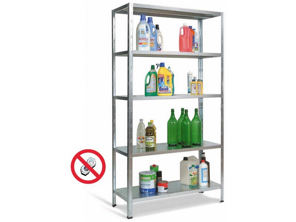 kit scaffali ad incastro zincato aste spezzate cm. 100x40x186 h cod:ferx.vit35669