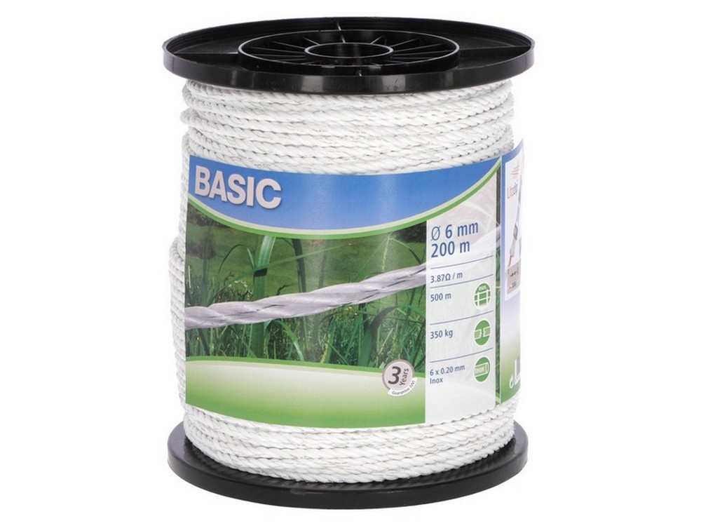 1 pz corda elettrificata tondo per recinto basic bianco mt. 200 ï mm. 6 fili 6 cod:ferx.vit48084