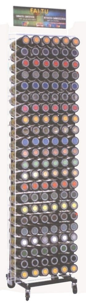 espositore vernice spray 132 posti cm. 40x40x200 h cod:ferx.vit34663