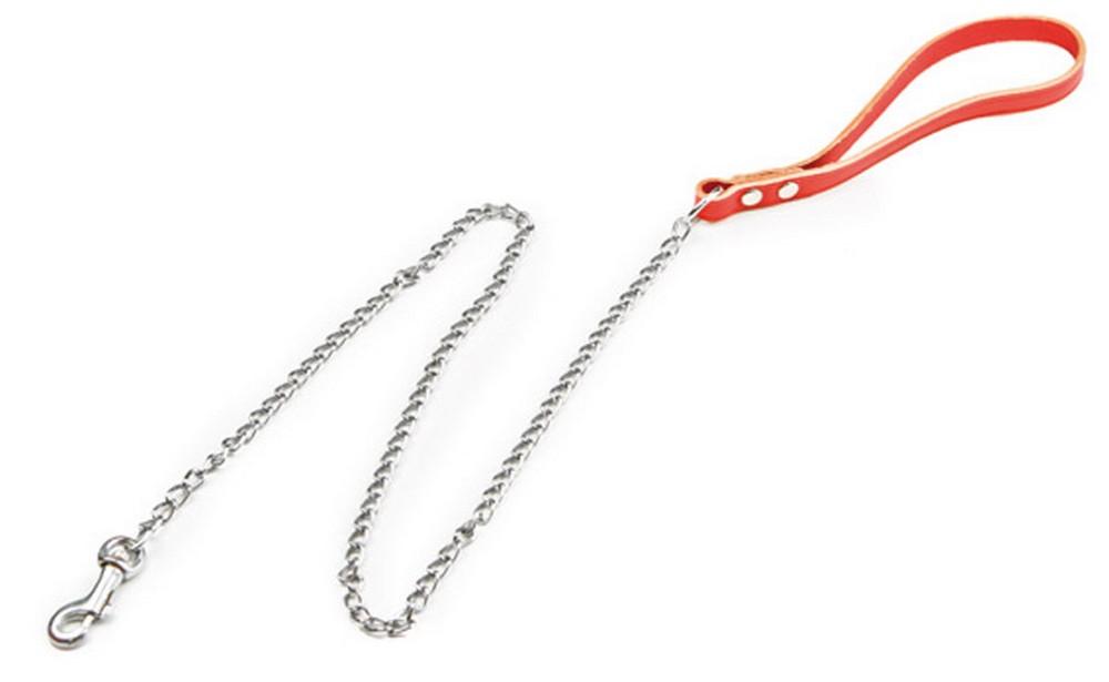 6pz manico in cuoio con catena cm. 90 (maglia piccola) col. assortiti cod:ferx.vit31046