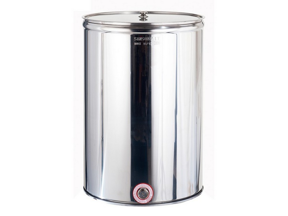 contenitore enologico inox liscio aggraffato con coperchio lt. 500 cod:ferx.vit48545