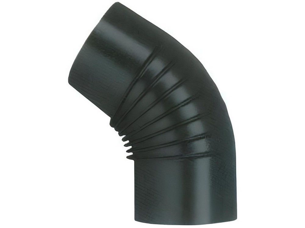 6pz gomito 45¦ per stufa a legna porcellanato classic col. nero ï cm. 14 cod:ferx.vit55025