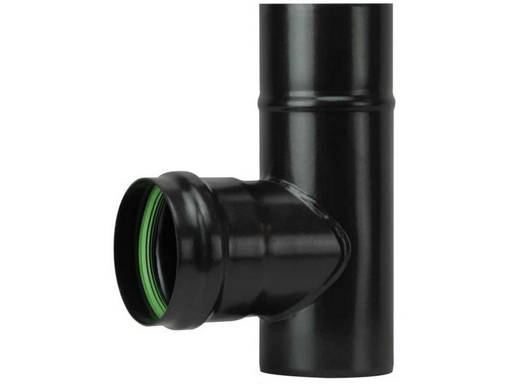 raccordo a t per stufa a pellet light (m/f) senza guarnizione col. nero opaco ï cm. 10 cod:ferx.vit55059